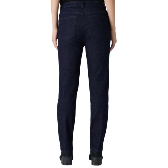 Eileen Fisher System Petite Straight Leg Mid Rise Blue Denim Jeans Sz 10P-12P - Picture 9 of 9